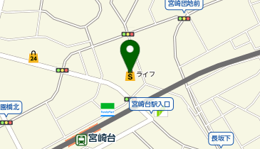 宅配ロッカーPUDO ライフ 宮崎台店の地図画像