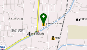 宅配ロッカーPUDO ドラッグアカカベ 津の辺店の地図画像