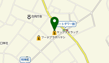 宅配ロッカーPUDO ヤックスドラッグ 銚子明神町店の地図画像