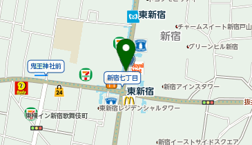 宅配ロッカーPUDO 東京メトロ副都心線 東新宿駅の地図画像