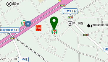 宅配ロッカーPUDO セブン-イレブン 川崎元木2丁目店の地図画像