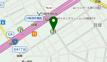 宅配ロッカーPUDO セブン-イレブン 川崎元木1丁目店の地図画像