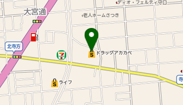 宅配ロッカーPUDO ドラッグアカカベ 寺方店の地図画像