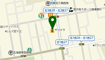 宅配ロッカーPUDO サツドラ 北円山店の地図画像