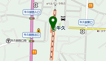 【傘シェアリング】 JR常磐線 牛久駅 改札正面の地図画像