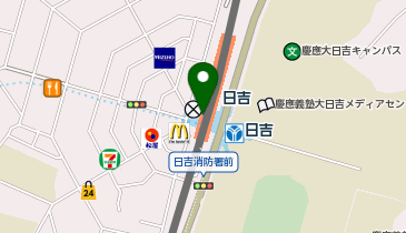 【傘シェアリング】 東横線 日吉駅 西口の地図画像