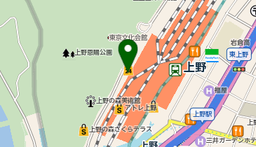 【傘シェアリング】 山手線 上野駅 公園改札の地図画像