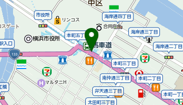 【傘シェアリング】 みなとみらい線 馬車道駅 出口4-7方面 階段付近の地図画像