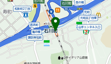 【傘シェアリング】 JR 石川町駅 元町口 (南口) 中村川方面の地図画像