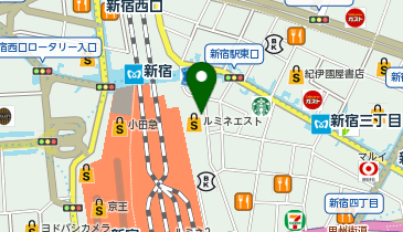 【傘シェアリング】 山手線 新宿駅 東口 コインロッカー横の地図画像