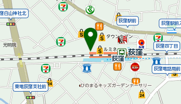 【傘シェアリング】 中央線・総武線 荻窪駅 西口の地図画像