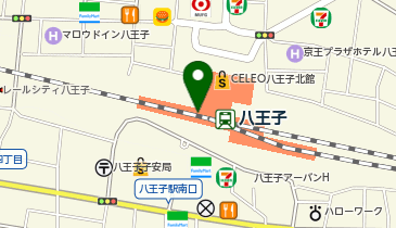 【傘シェアリング】 中央線 八王子駅 南口方面 案内板横の地図画像