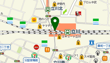 【傘シェアリング】 中央線 立川駅 北改札横の地図画像