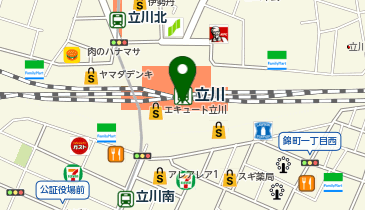 【傘シェアリング】 中央線 立川駅 東改札付近の地図画像