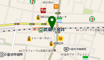 【傘シェアリング】 中央線 武蔵小金井駅 南口出口付近の地図画像