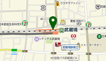 【傘シェアリング】 中央線 武蔵境駅 改札内エレベーター付近の地図画像