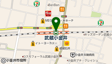 【傘シェアリング】 中央線 武蔵小金井駅 改札内 ステーションブース横の地図画像