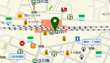【傘シェアリング】 中央線 立川駅 東改札 精算機付近 (改札内)の地図画像