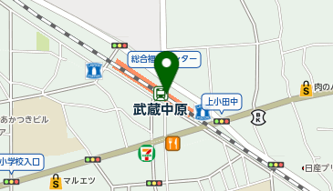 【傘シェアリング】 南武線 武蔵中原駅の地図画像