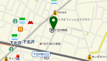 【傘シェアリング】 下北沢病院の地図画像