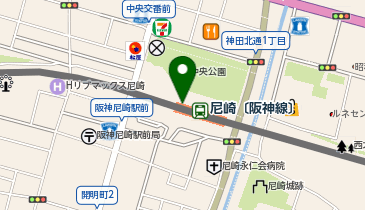 【傘シェアリング】 阪神本線 尼崎駅 西出口 (改札外)の地図画像