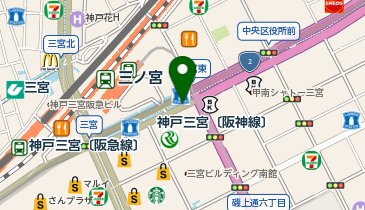 【傘シェアリング】 阪神本線 神戸三宮駅 東口 (改札外)の地図画像