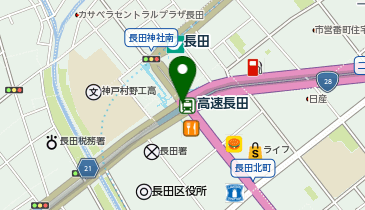 【傘シェアリング】 阪神神戸高速線 高速長田駅 西改札口の地図画像