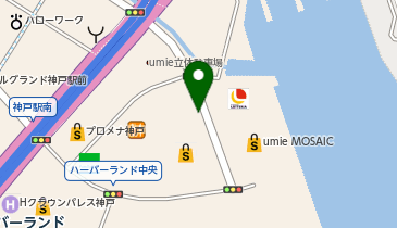 【傘シェアリング】 神戸ハーバーランド umie 2階 MOSAIC連絡通路付近の地図画像