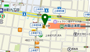 【傘シェアリング】 近鉄難波線 大阪上本町駅 地上改札口の地図画像