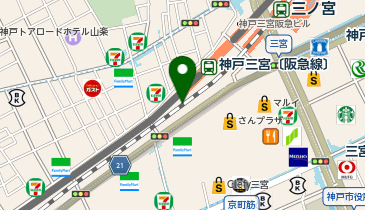 【傘シェアリング】 ピアザ神戸 案内所付近の地図画像