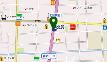 【傘シェアリング】 Osaka Metro 千日前線 北巽駅 5番出口付近の地図画像
