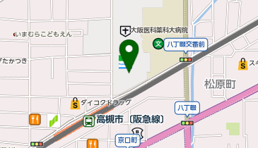 【傘シェアリング】 大阪医科薬科大学病院 正面玄関の地図画像