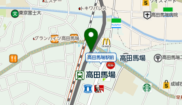 【傘シェアリング】 西武新宿線 高田馬場駅 早稲田口 改札横の地図画像