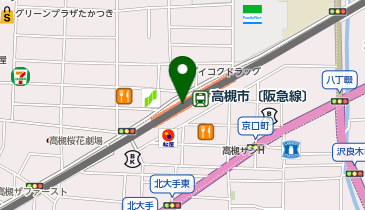 【傘シェアリング】 阪急京都本線 高槻市駅 発券機付近の地図画像