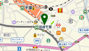 【傘シェアリング】 ペリエ千葉 ストリート1 セブンイレブン付近の地図画像