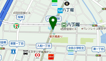 【傘シェアリング】 東京メトロ 日比谷線 八丁堀駅 A1出口付近の地図画像