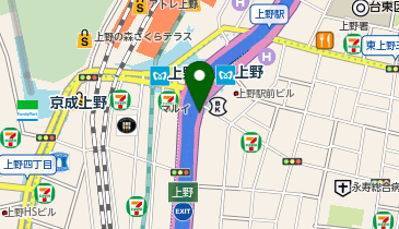 【傘シェアリング】 東京メトロ 日比谷線 上野駅 3番出口付近の地図画像