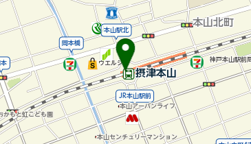 【傘シェアリング】 JR 神戸線 摂津本山駅 切符売り場付近の地図画像
