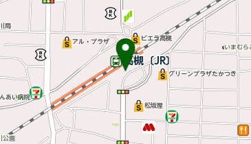 【傘シェアリング】 JR 京都線 高槻駅 ATM付近の地図画像