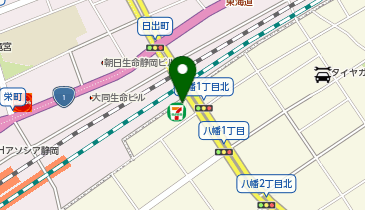 CHARGESPOT(チャージスポット)セブン-イレブン 静岡八幡1丁目店の地図画像