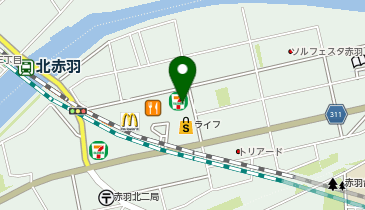ChargeSPOT セブン-イレブン 北区赤羽北2丁目店の地図画像