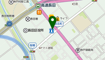 ChargeSPOT ローソン 長田北町二丁目店の地図画像