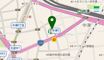 ChargeSPOT セブン-イレブン 大阪中津南店の地図画像