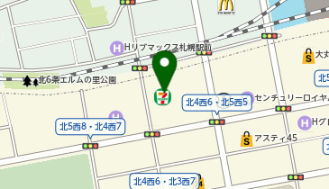 ChargeSPOT セブン-イレブン 札幌北5条西6店の地図画像