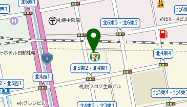 ChargeSPOT セブン-イレブン 札幌北5条東2丁目店の地図画像