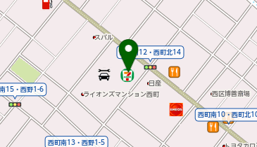 ChargeSPOT セブン-イレブン 札幌西町南13丁目店の地図画像