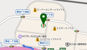 ChargeSPOT セブン-イレブン 八幡東田1丁目店の地図画像