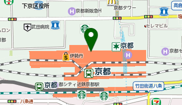 京都駅周辺地図 ChargeSPOT セブン-イレブン おみやげ街道JR京都駅中央口店 | 京都市