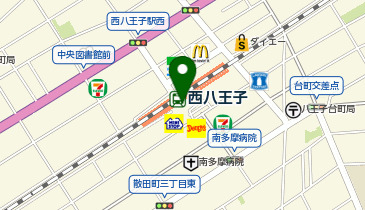 充レン JR東日本 西八王子駅 改札内 精算機付近 自動販売機横(下)の地図画像