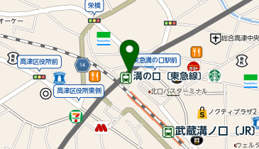 充レン 東急電鉄 溝の口駅 改札内 公衆電話横(下)の地図画像
